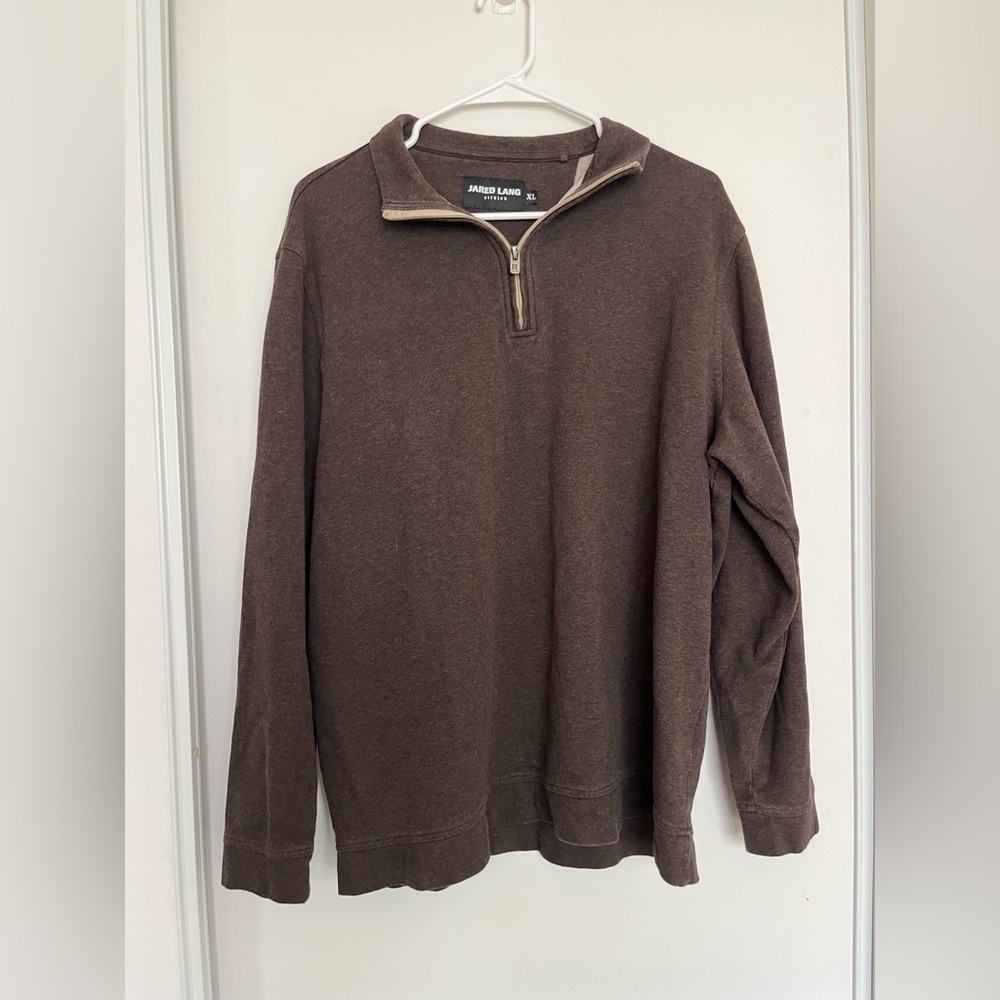 Jared Lang Sweater XL Stretch‎ 1/4 Zip Pullover Brown Stretch Long Sleeve